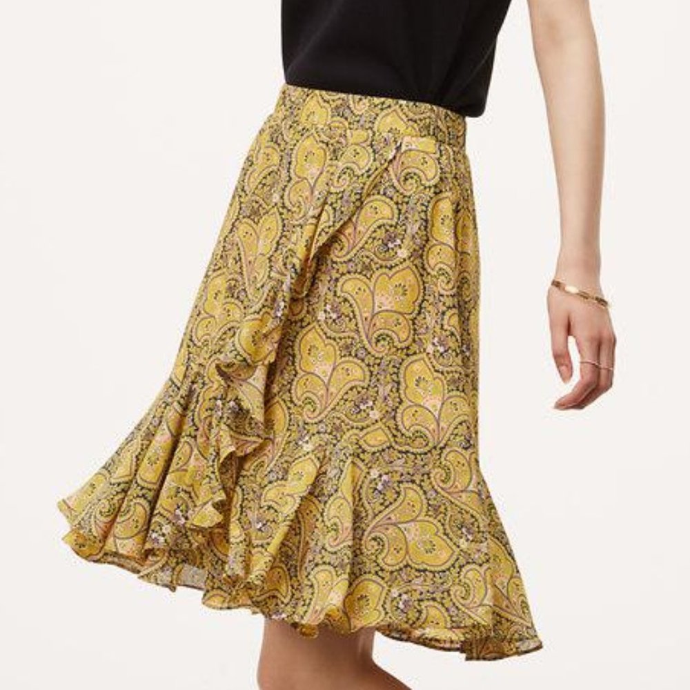 NWT LOFT Sun Garden Flounce Skirt in Size Small